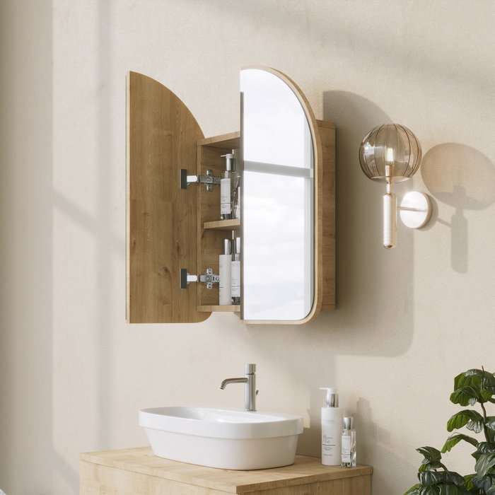 Hanah Home Armario de Baño Beige 50x45x12 cm con Espejo 70x60x2 cm Calidad Duradera